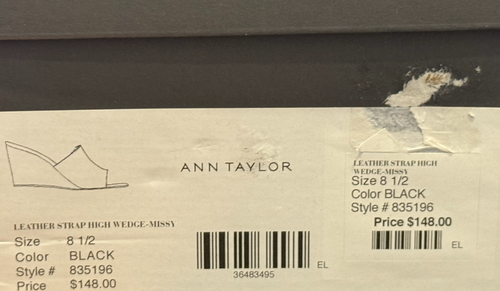 NEW ANN TAYLOR BLACK LEATHER STRAP HIGH WEDGE SANDALS HEELS SHOES SHOES SZ 8.5 - Picture 4 of 4