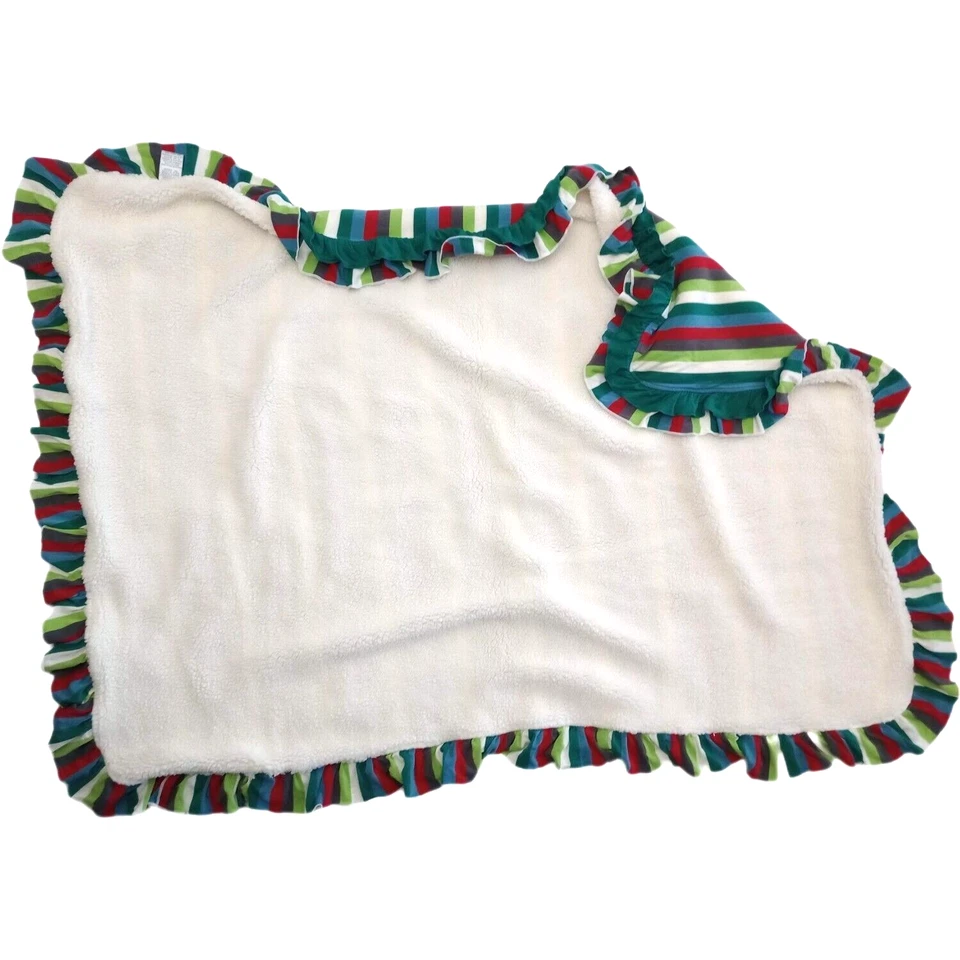 Kickee Pants Plush Stripe Baby Blanket Sherpa Viscose Bamboo 30x40 Double Ruffle Foto 2 de 4
