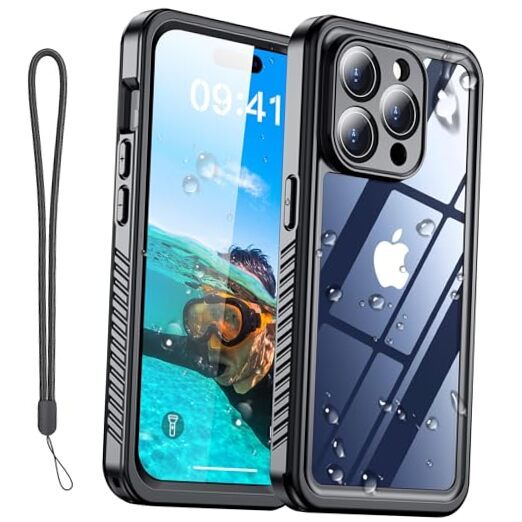 Waterproof Case for iPhone 15 Pro iphone 15 Pro Max Clear Black Waterproof_02