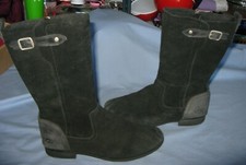 UGG Australia Morgan Black Suede Boots Dress Girls Youth Size 6 GUC