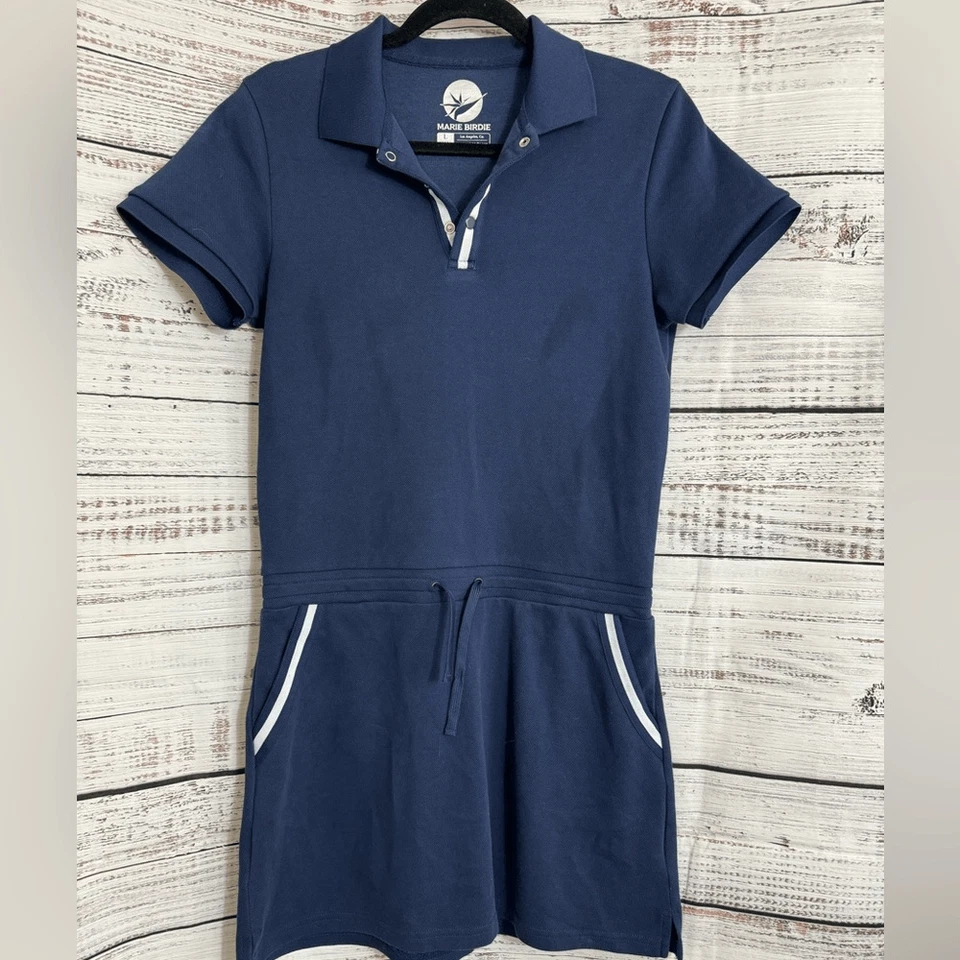 Vestido de Golf Marie Birdie Junior Niña Talla Grande 16 Y Polo Pima Algodón Azul Marino Foto 3 de 4