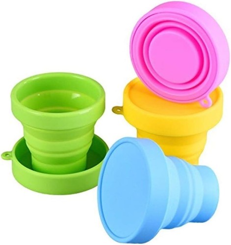 Contenedores plegables de silicona con tapas, caja y taza - 2 juegos rosa + verde - Imagen 4 de 16