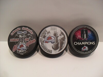 1996 & 2001 & 2022 Colorado Avalanche Stanley Cup Champions Puck NHL NEW!