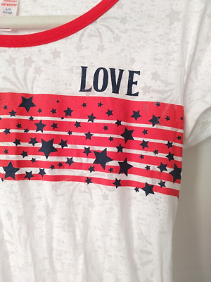 ヴィンテージ もの Way To Celebrate! Patriotic Graphic T Shirt Scoop Neck Short Slv L