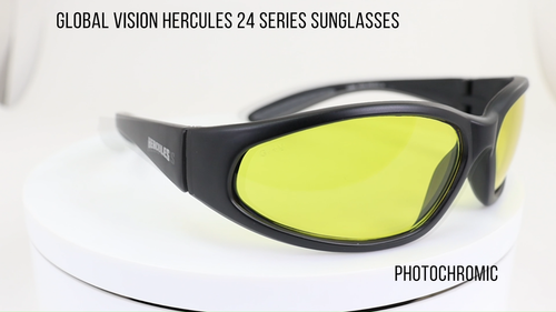 HERCULES 24 TRANSITION Photochromic MOTORCYCLE GLASSES YELLOW TO SMOKE - Video 1 of 1