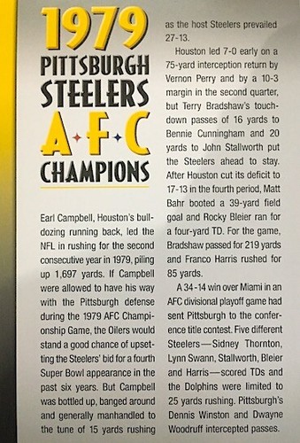 PITTSBURGH STEELERS ~ 1979 AFC CONFERENCE CHAMPIONS LAPEL PIN ~ Willabee & Ward - Picture 2 of 2