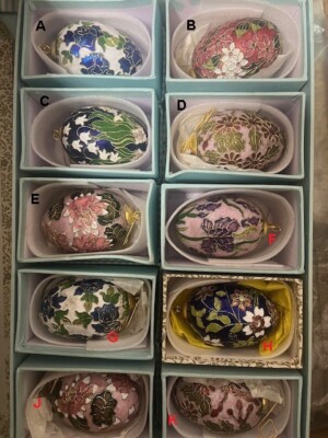 Hand Crafted Enameled Floral Hand Painted Egg Ornament Sold By Each Piece