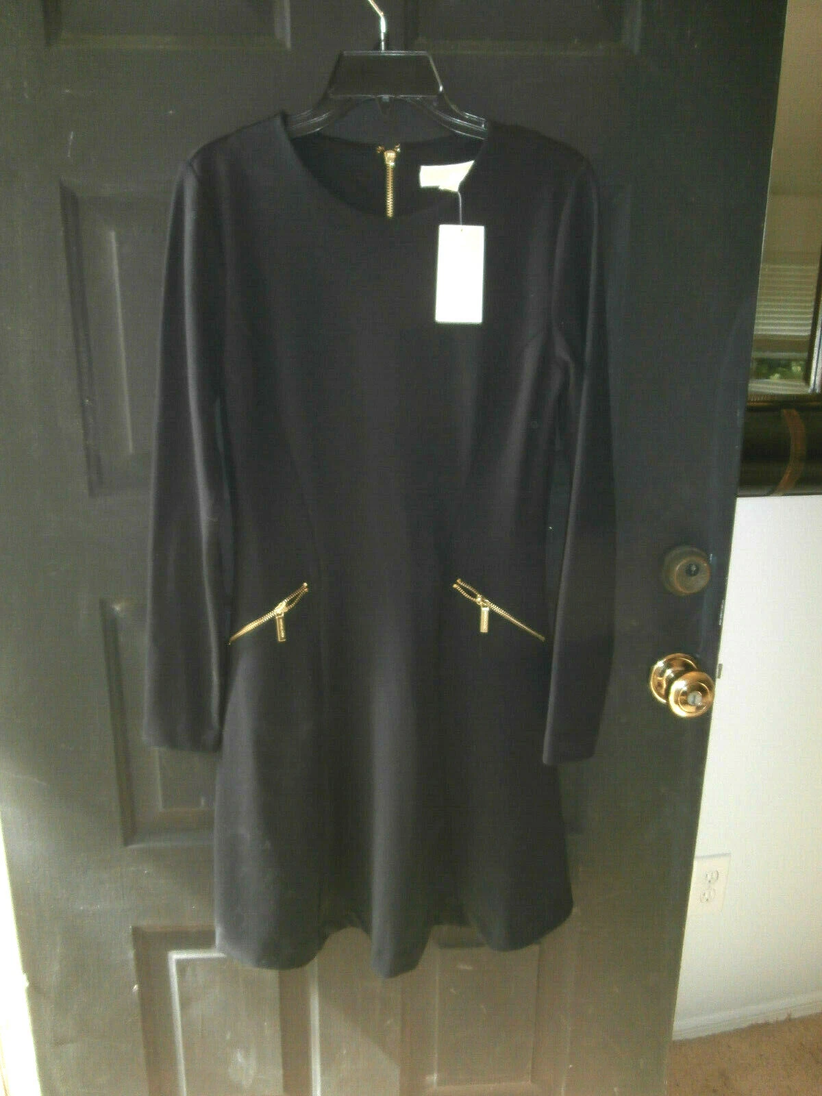 NEW NWT MICHAEL KORS DRESS SZ 8 SMALL MED BLACK G MK LOGO STRETCH $199