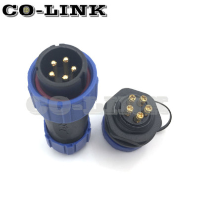 SP21 Waterproof Connector 2/3/4/5 Pin IP67 Crimp Power Cable Plug For LED Lighting