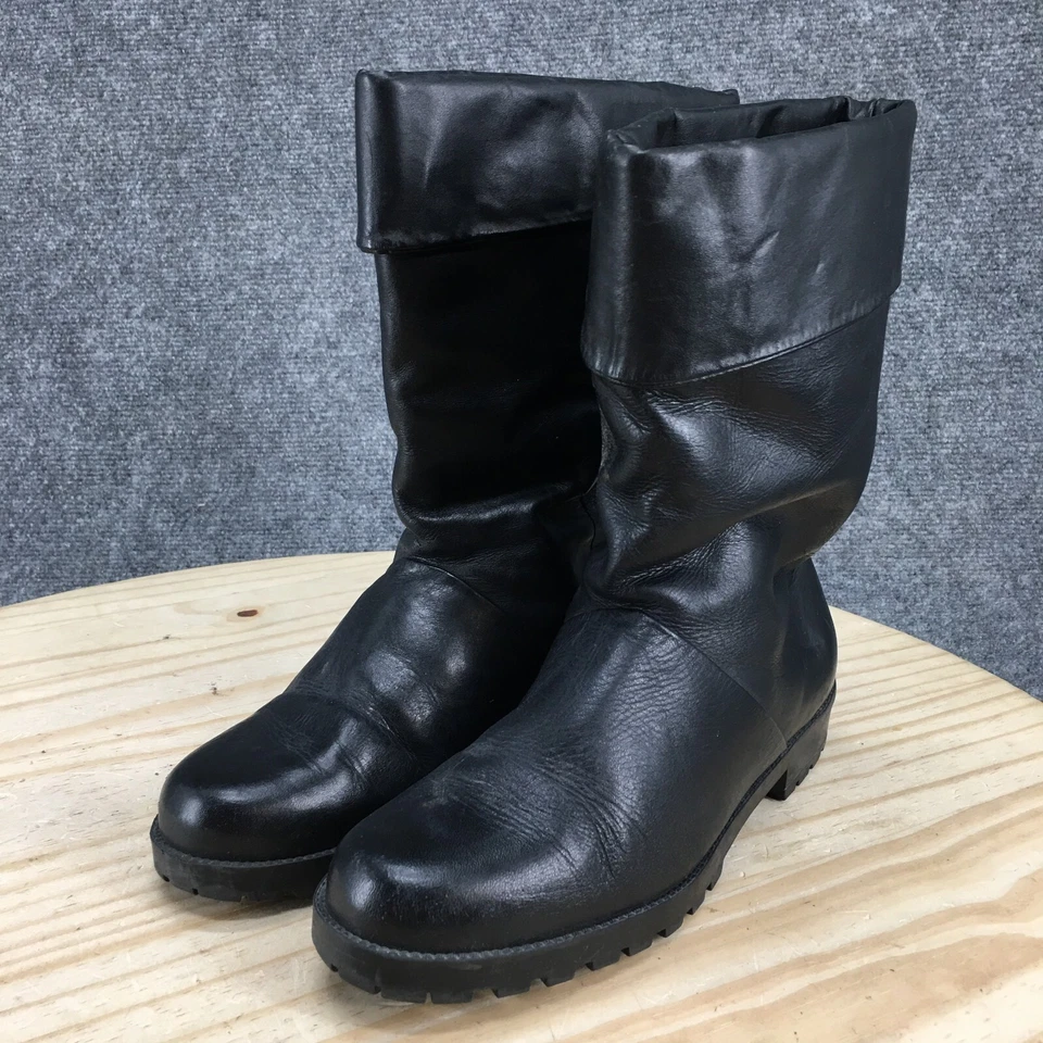 Khombu Botas Mujer 6 M Botín Cuero Negro Tirar a Media Pantorrilla Informal Bloque Foto 3 de 4