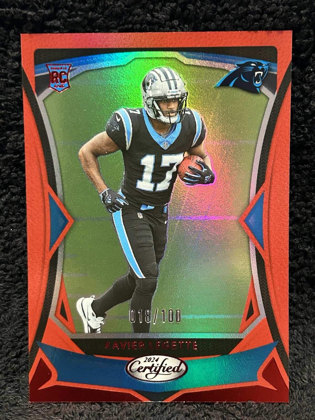 2024 Panini Certified Xavier Legette Rookies Red Mirror #123 /100 (RC) Panthers
