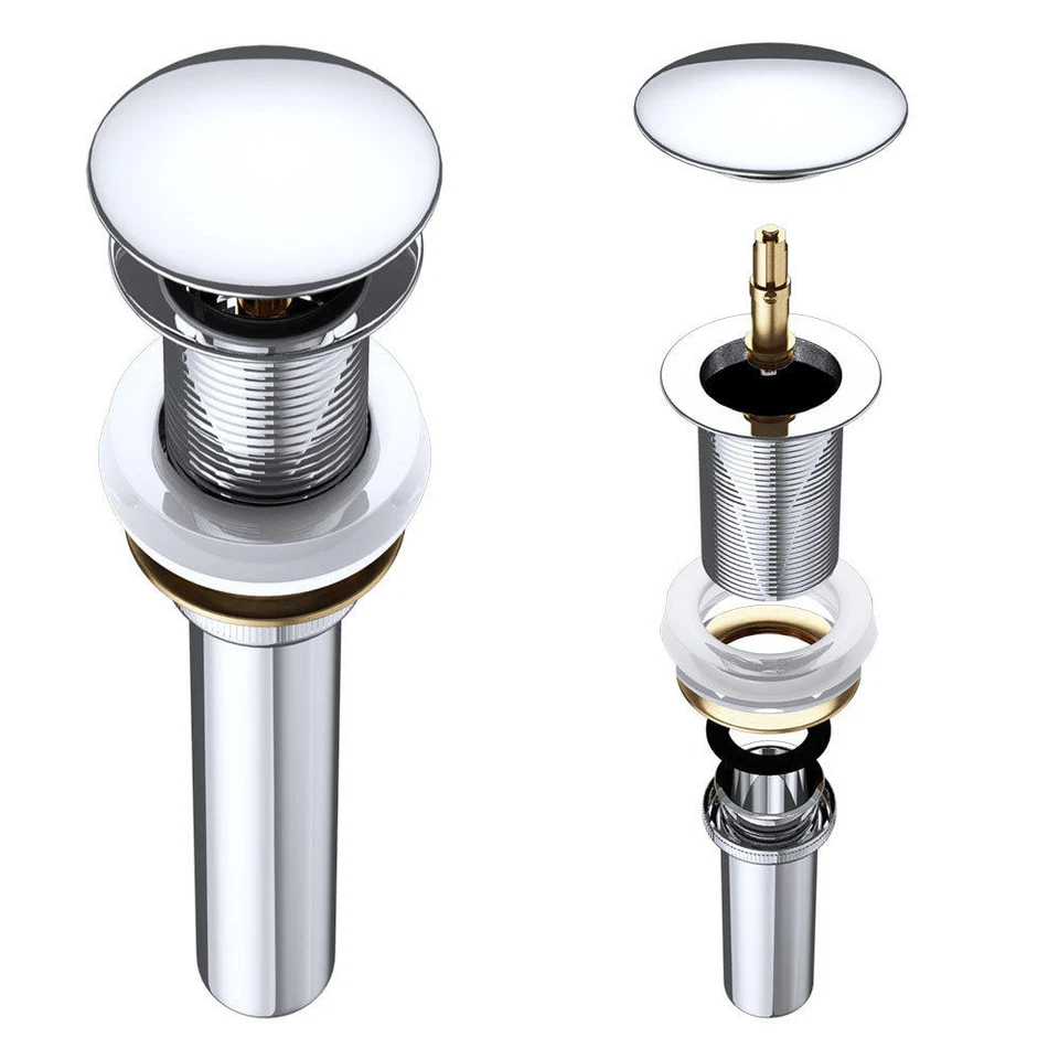 Design Automatik-Ablaufganitur Push-Open Pop-Up-Ventil Abfluss aus Chrom - Bild 2 von 4