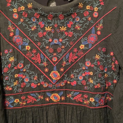 Umgee Kleid Damen klein Blumen Mini bestickt Boho Babydoll Glockenärmel Tunika - Bild 3 von 11