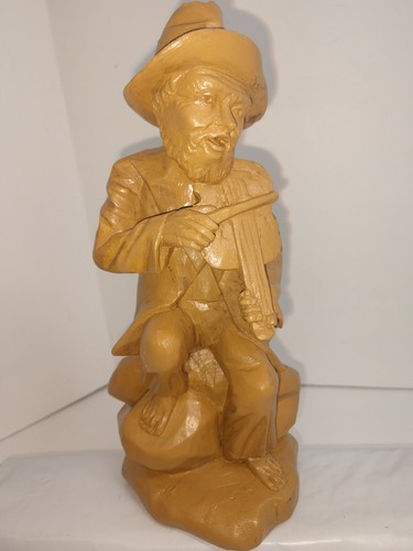 Hand-Carved 7.75" Wood Violen Player Man Rustic Musical Folk Art Decor - Picture 7 of 7