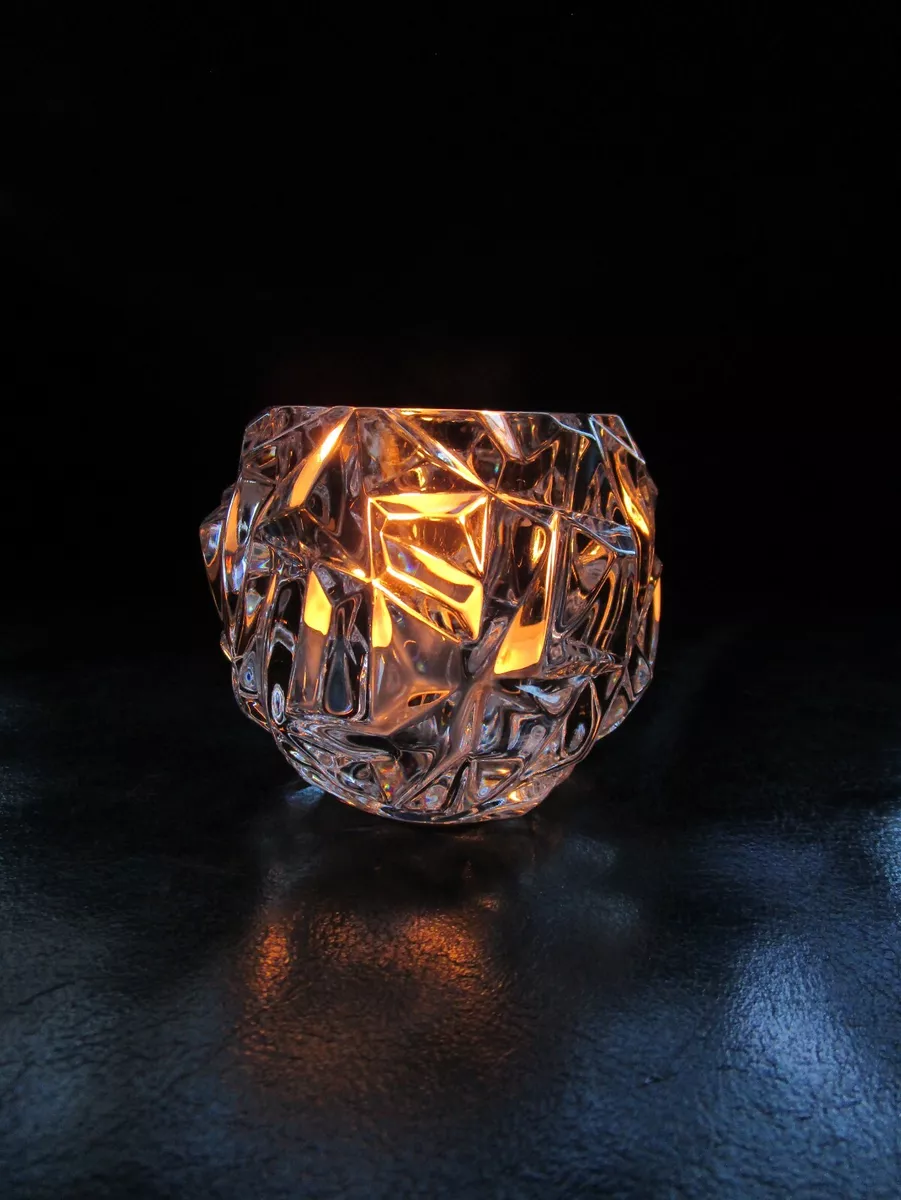 TIFFANY CO Crystal ROCK CUT Tea Light VOTIVE CANDLE HOLDER Germany