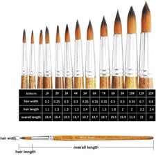 Artist Watercolor Paint Brushes, round Pointed Tip Paint Brushes Set, 12Pcs D...