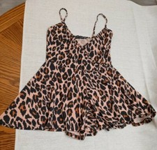 Pretty Little Thing Leopard Print Sleeveless Skort/Short Flare Dress Size 0 NWT