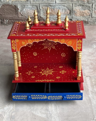 Templo Mandir de madera hecho a mano para adoración. Hermosamente pintado a mano - Imagen 4 de 9