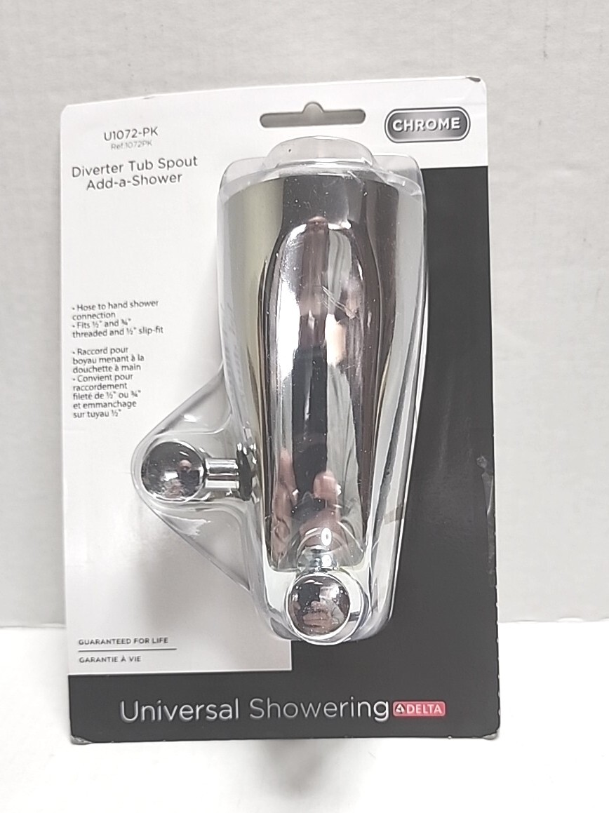 Delta U1072PK Chrome Diverter Tub Spout AddaShower Universal Comes As Shown eBay