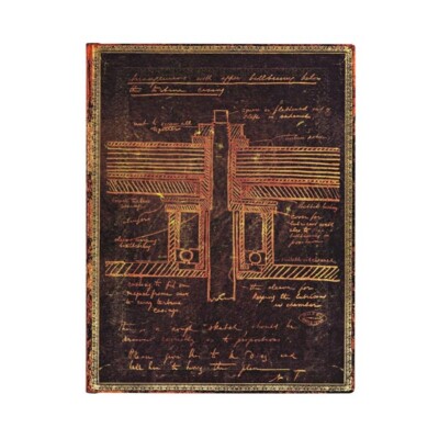 New Paperblanks Journal Ultra 7x9'' FLEXIS Lined Soft TESLA SKETCH TURBINE Brown