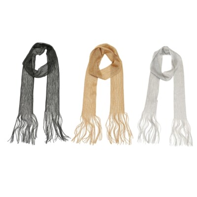 French Styles Long Scarf Tassels Neck Scarf Elegant Collarbone Handtied  Scarf UK