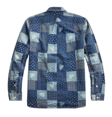 Ralph Lauren RRL Vintage Inspired Indigo Twill Patchwork Print