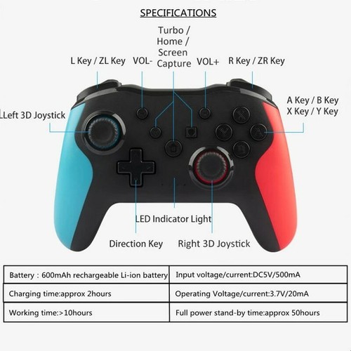 Bluetooth 2.4G Wireless Controller For Nintendo Switch Pro PC TV Box Smart Phone - Picture 4 of 19
