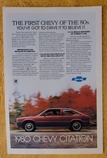 1979 Chevy Chevrolet 1980 Citation Vintage 7x10 Print Ad Garage Man Cave