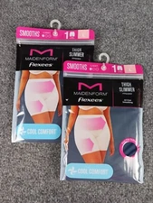 2 PACK MAIDENFORM COOL COMFORT FLEXEES THIGH SLIMMER BLACK LARGE