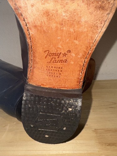 Stivali western Tony Lama uomo taglia 7,5 metà polpaccio blu scuro 7702M 92429 tutti in pelle - Foto 9 di 10