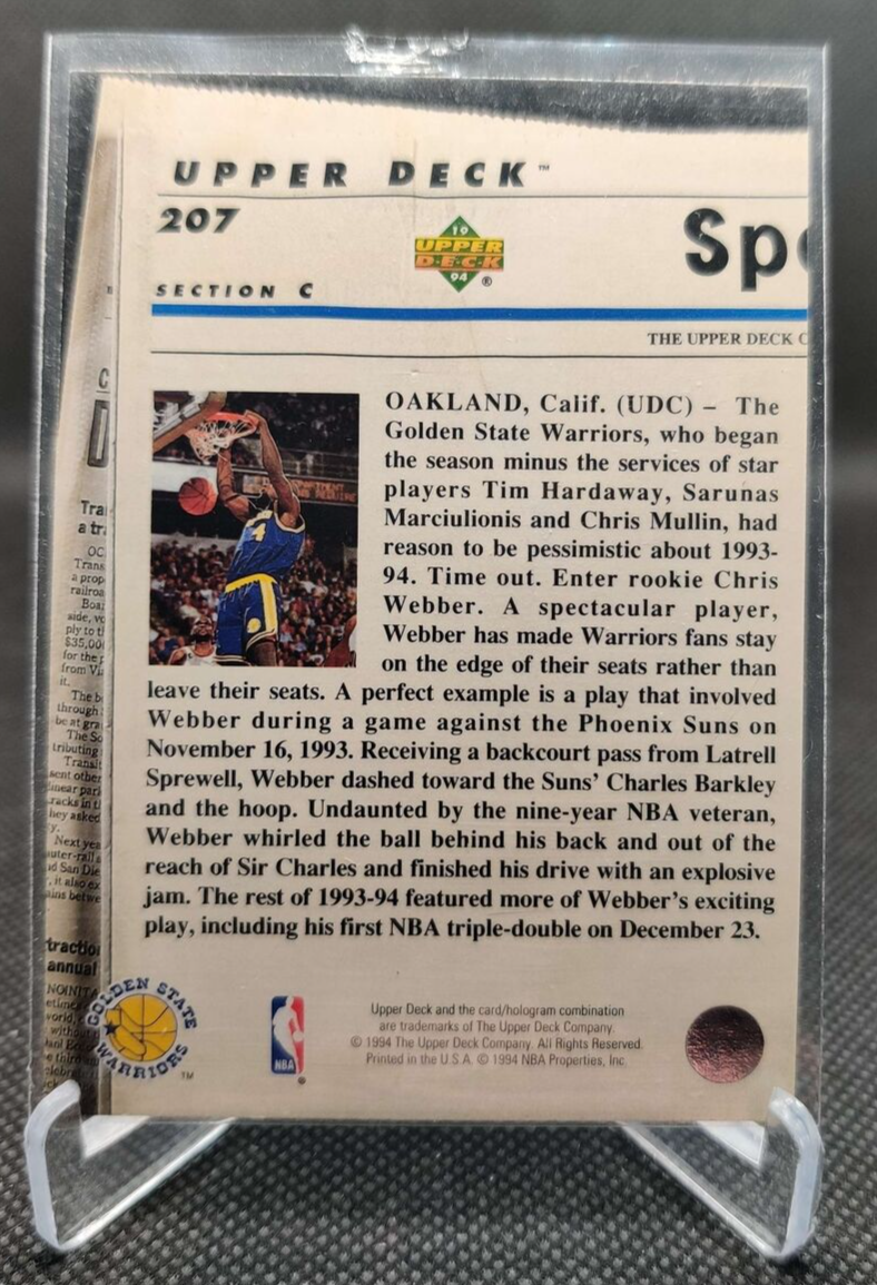1993 Upper Deck #207 Chris Webber Golden State Warriors basketball