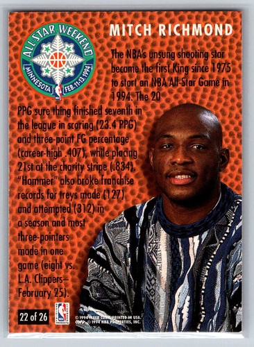 # 22 Mitch Richmond Sacramento Kings 1994-95 Fleer All-Star Weekend - Foto 2 di 2
