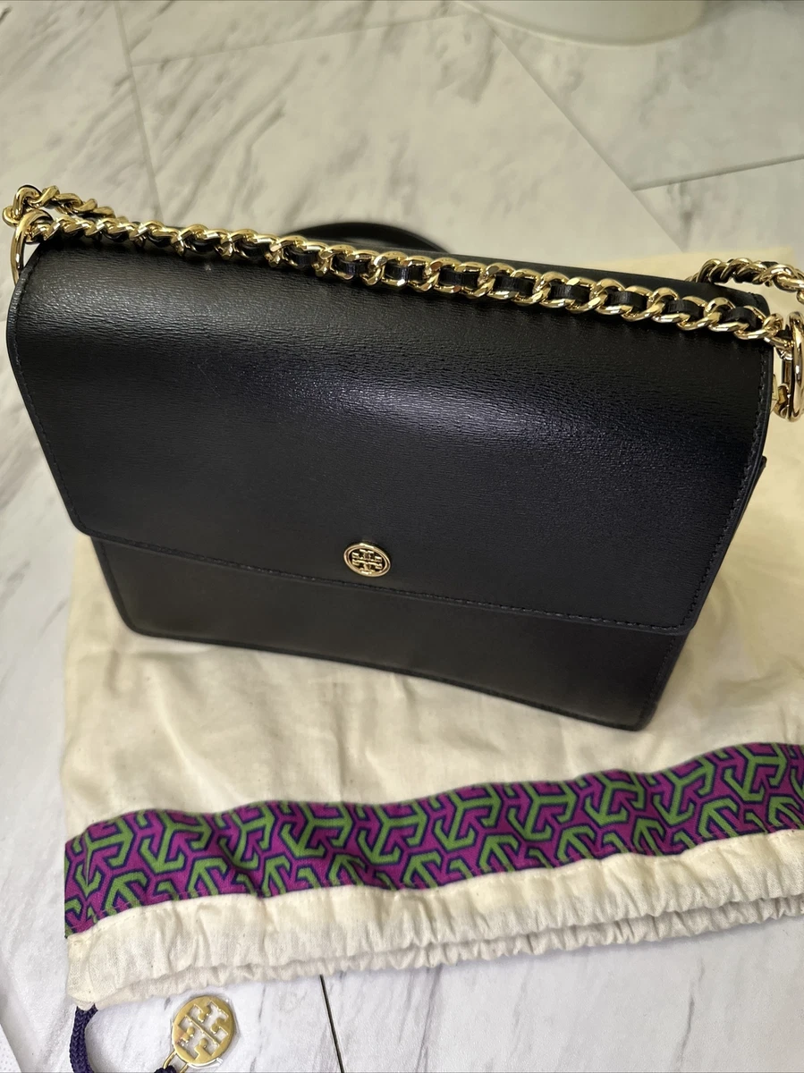 Tory Burch Black Robinson Convertible Mini Shoulder Purse Bag