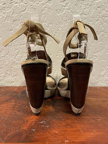 Pelle Moda Ankle Tie Platform Sandals. Tan. Size: 7.5 - Picture 4 of 11