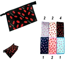 Lot of 12 Travel Makeup Bag Pouch Cosmetic Love Lip Print Bag Pencil Case Party 