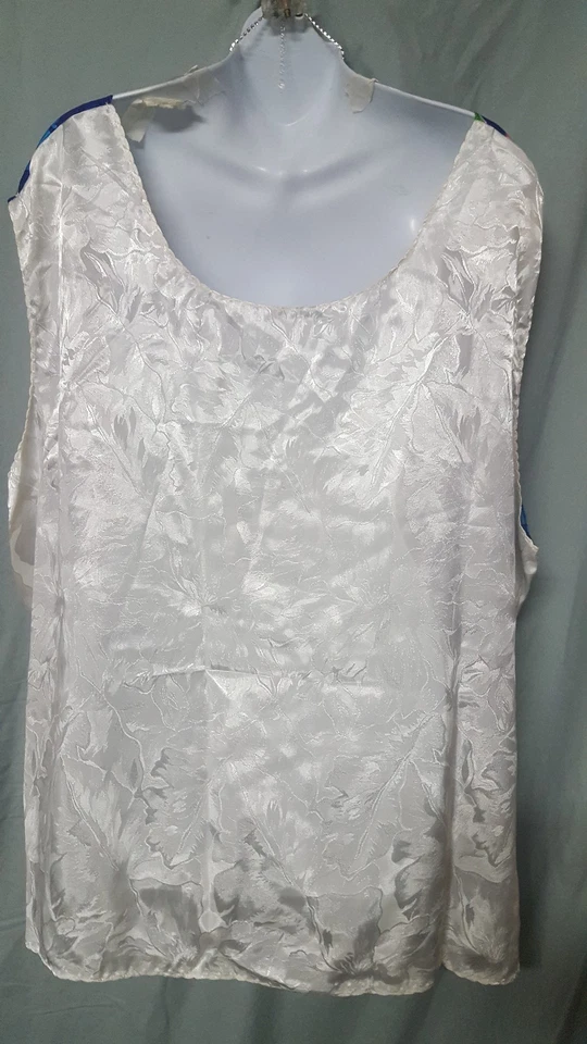 CAMISA SIN MANGAS VENTURA MULTICOLOR MARFIL CAMISOLA TALLA GRANDE 2X BUSTO 50" Foto 2 de 3