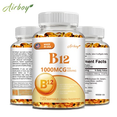 Vitamin B12 Capsules 1000mcg - Energy Booster, Nervous System Health, Anti-Aging