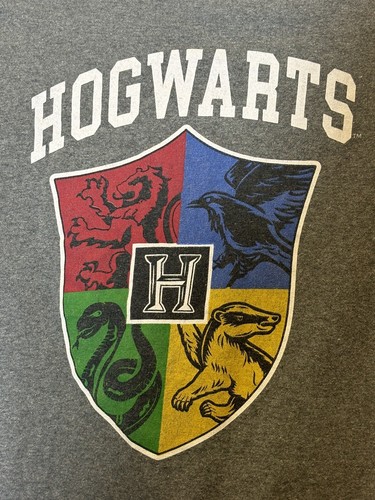 Harry Potter Wizarding World Boy's Hogwarts Crest T-Shirt Gray Size 10/12 A24 - Picture 2 of 4