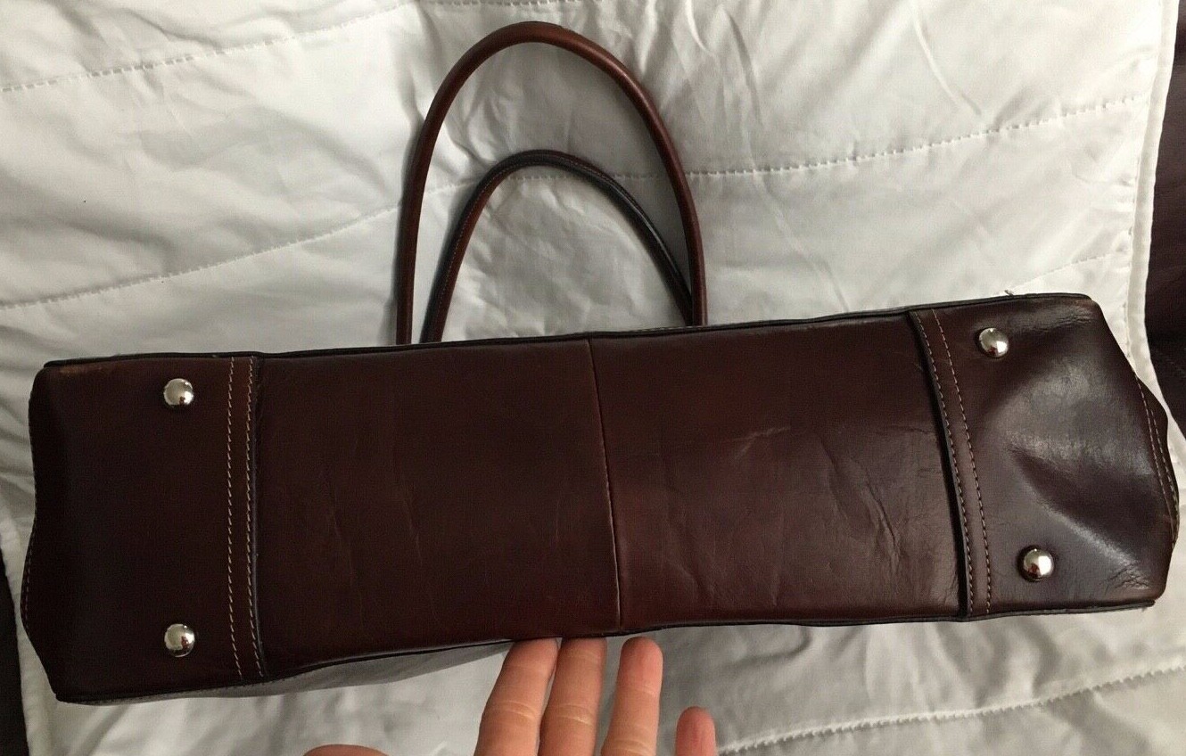 FOSSIL Vintage Dark Brown Leather Large Laptop Busine… Gem