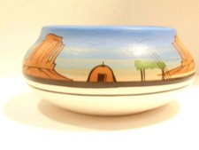 ceramic bowl painted with a Southwestern design; glazed inside/ signed bottom