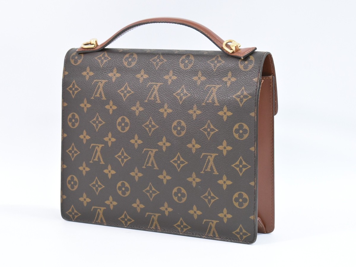 Louis Vuitton Monceau M51185 Monogram Canvas Satchel Handbag Brown  