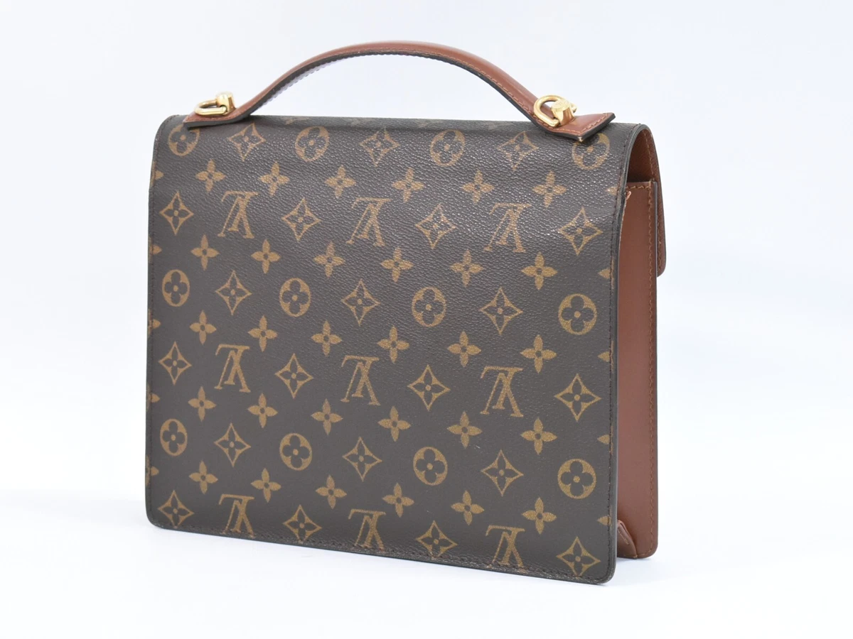 Louis Vuitton Monceau M51185 Monogram Canvas Satchel Handbag Brown 