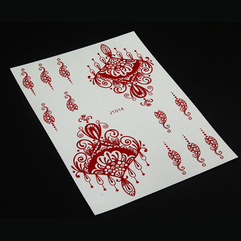 Red Henna Tattoo Body Stickers Women Henna Temporary Tattoos