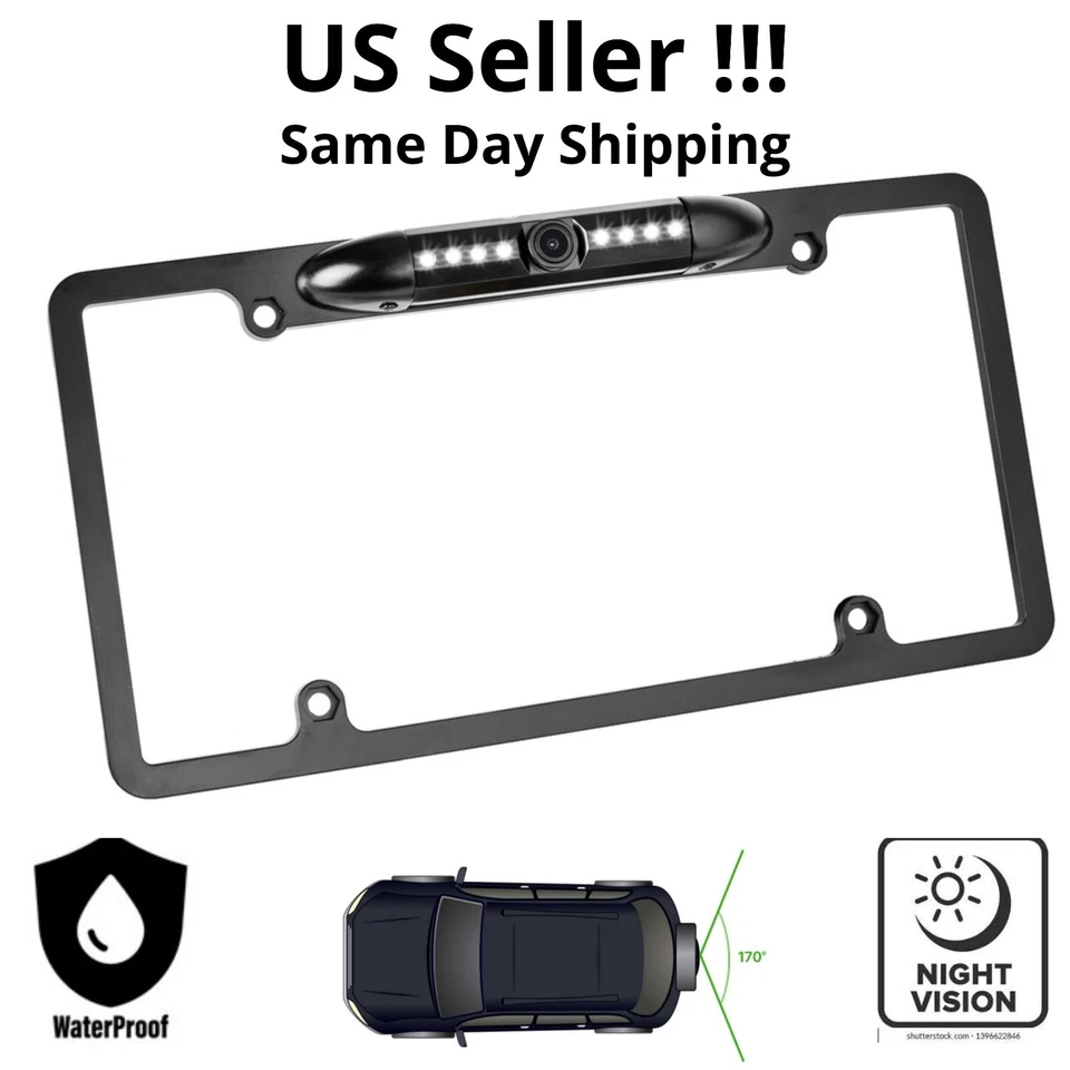 Backup Camera Rearview License Plate Frame Waterproof for Jensen CDR7011 Car - Image 2 of 4