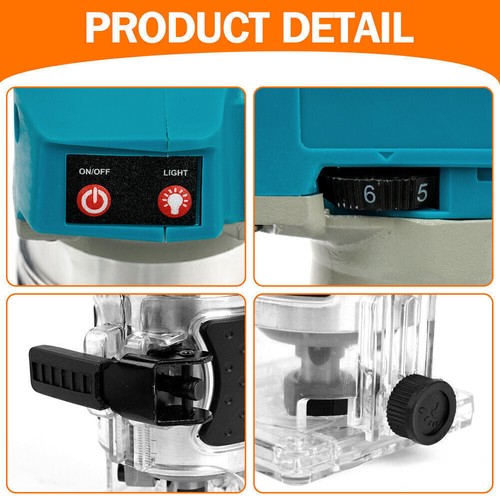 Cordless Brushless Trimmer Woodworking Compact Router For Makita 18V Battery - Picture 7 of 15