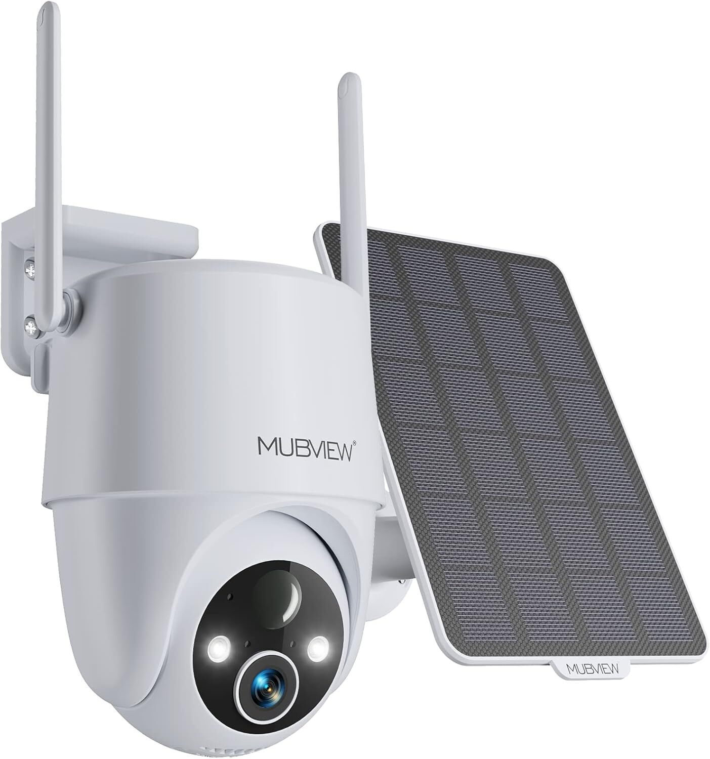MUBVIEW Solar-Powered 2K Wireless Outdoor Wi-Fi Security Camera in White