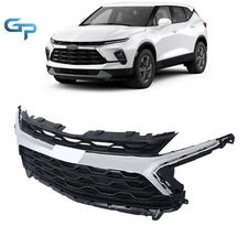 Black Front Upper Grille For Chevrolet Blazer LT 2023-2024 Chrome Molding Trim