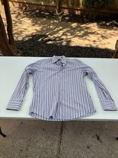 Hugo Boss Men's, Striped Long-Sleeve Woven Shirt, Purple Gray Black M