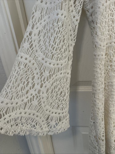 Nuevo con etiquetas Vestido Mechant Crochet Forrado Marfil con Mangas Campana Talla XL Boho - Imagen 3 de 5