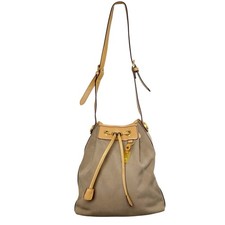 DOONEY BOURKE VINTAGE DRAWSTRING BUCKET tan Canvas LEATHER BAG crossbody
